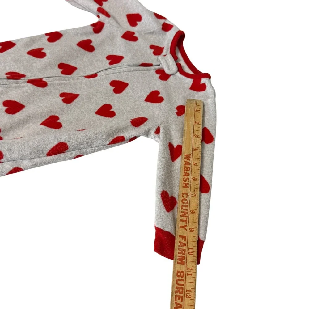 Carters 18M Red Heart Gray Fleece Footed Pajamas Long Sleeve Zip Up Sleepwear